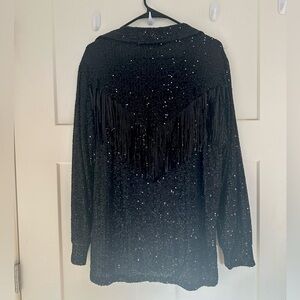 Blue B black sequined fringe jacket